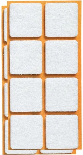 Filcové samolepiace podložky pod nábytok 25 × 25 mm, biela (16 ks)