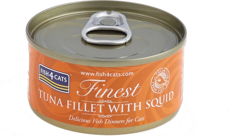 Konzerva pre mačky tuniak s olihňami 70 g Fish4Cats Finest