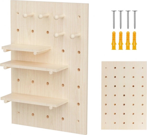 drevený nástenný pegboard organizér 40 × 60 cm, svetlé drevo, 20 kg – Maclean