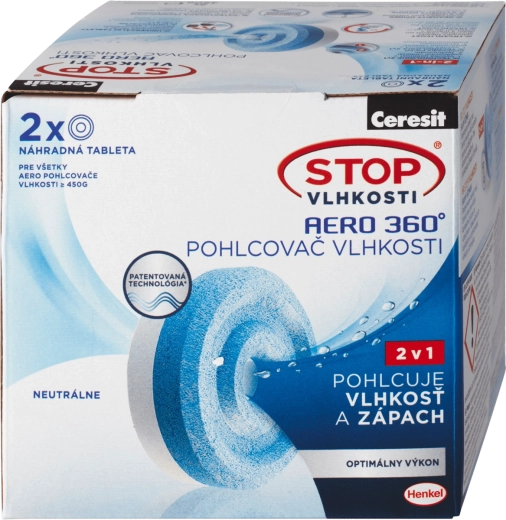 Ceresit Stop Vlhkosti Aero 360° náhradné tablety 2×450 g, neutrálna vôňa