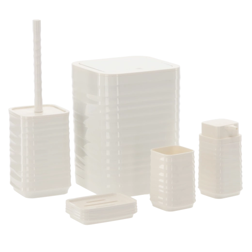 Kúpeľňový set 5 ks štvorcový biely z plastu