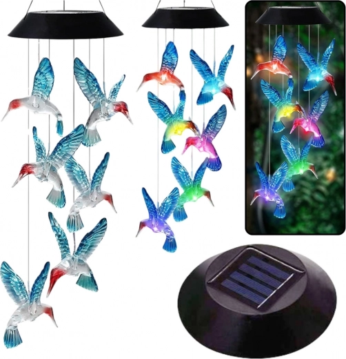 Solárne LED záhradné zvončeky Kolibríci