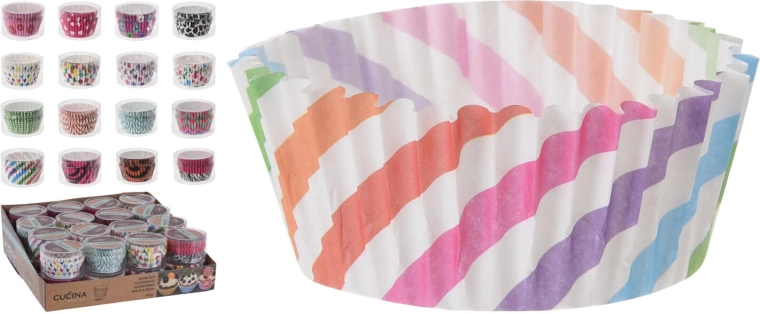 Papierové cukrárske košíčky 5 × 3,5 cm, mix farieb a dekorov (60 ks)