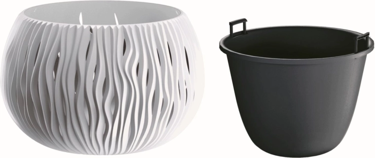 Kvetináč Sandy Bowl s vložkou 23,8 cm biely
