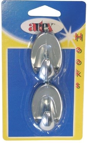 Samolepiace oválne háčiky veľké, strieborné, 2 ks