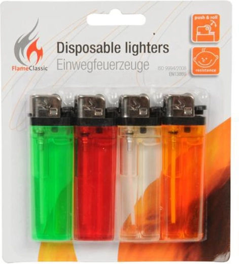 Jednorazové zapaľovače – mix farieb, sada 4 ks