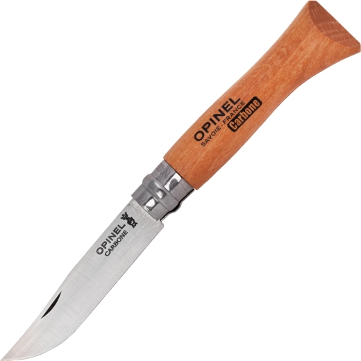Opinel č.6 Carbon zatvárací vreckový nôž 7 cm, bukové drevo