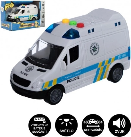 Policajná dodávka na zotrvačník so svetlom a zvukom, 15 cm
