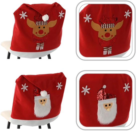 Vianočný poťah na stoličku mix vzorov – Santa a sob