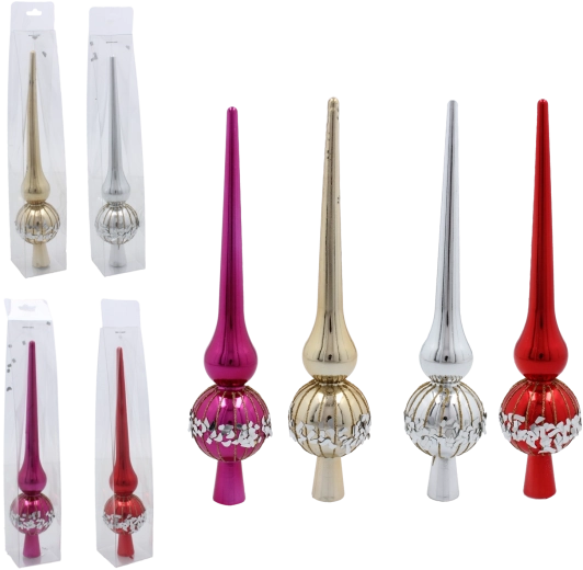 Sklenená špica na vianočný stromček 25 cm