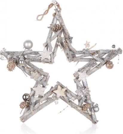 Závesná vianočná hviezda 35 cm, prírodná