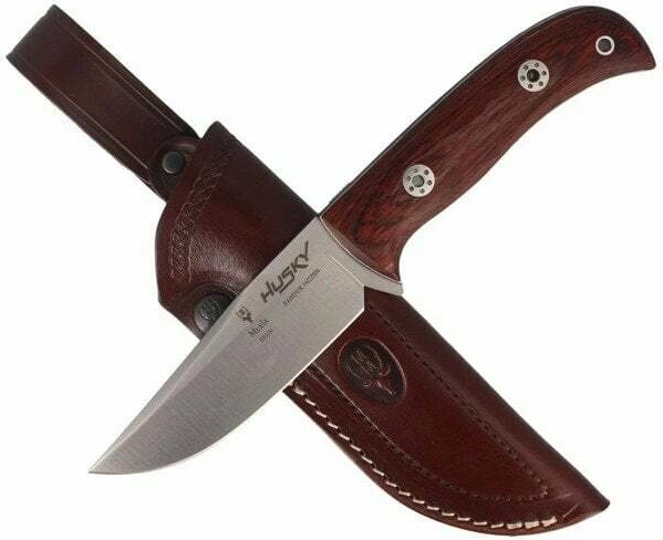 Muela Husky outdoorový nôž 11 cm, oceľ RWL34, drevo Pakka, kožené puzdro