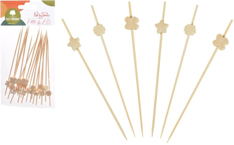 Sada 24 dekoratívnych špajlí na jednohubky, 15 cm, drevené, FSC