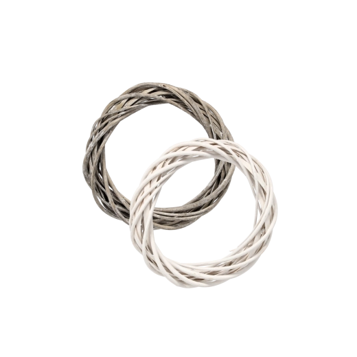 Prútený veniec 25 cm – biely alebo sivý, ručne pletený