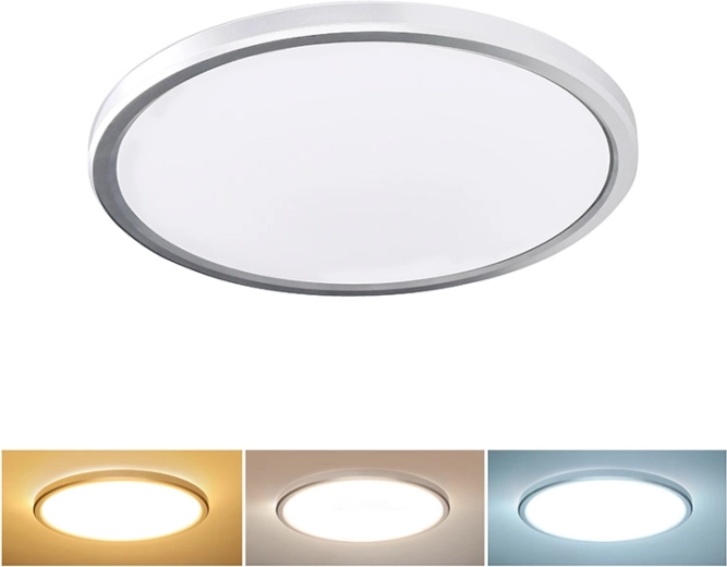 Solight LED stropné svietidlo Acate IP54 24 W 2160 lm 3CCT 30 cm strieborné
