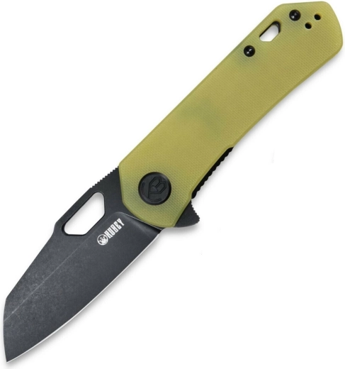 Skladací nôž Kubey Duroc, priesvitná žltá G10, čierna čepeľ 7,4 cm