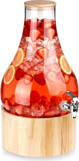 Sklenený nápojový dávkovač s kohútikom a stojanom 6,5 l
