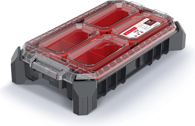 Modulárny organizér MSX 36,8 × 22,8 × 7,7 cm s priehľadným vekom