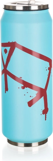 Termohrnček v tvare plechovky 430 ml BE COOL PIG, nerez, modrý