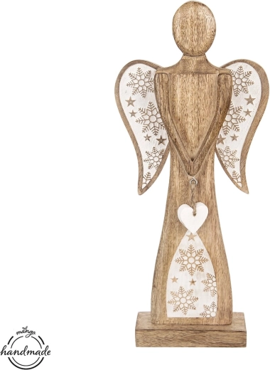 Drevená dekorácia anjel z mangového dreva 45,5 cm