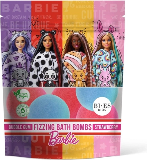 BARBIE šumivé kúpele žuvačka a jahoda 6×55 g