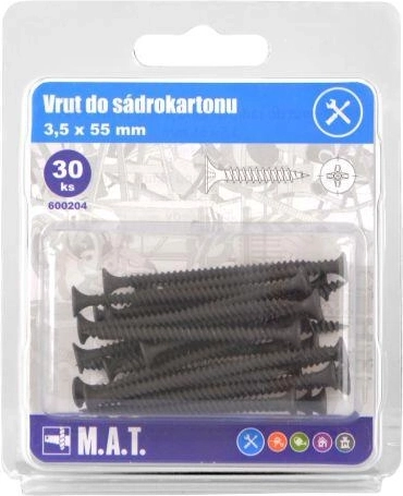 Skrutka do sadrokartónu 3,5 × 55 mm s jemným závitom, fosfátovaná (30 ks)