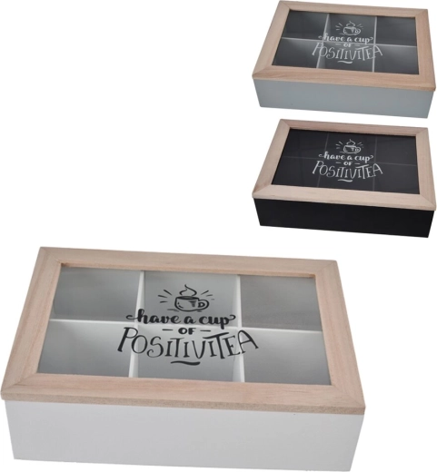 Drevený box na čaj 24 × 17 × 7 cm (3 varianty)
