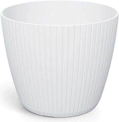 Plastový kvetináč Lamia 15,8 cm – biely, rebrovaný dizajn