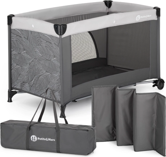 Petite&Mars cestovná postieľka Nyja urban jungle charcoal