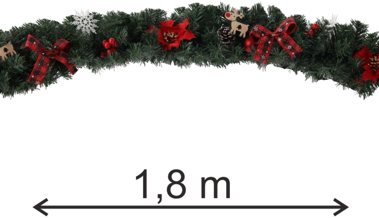 Vianočná girlanda s poinseciou 1,8 m červená