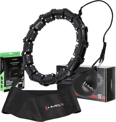 Sada masážny hula hoop so závažím HMS HHW11 a zoštíhľujúci bedrový pás HMS BR163 Plus Size