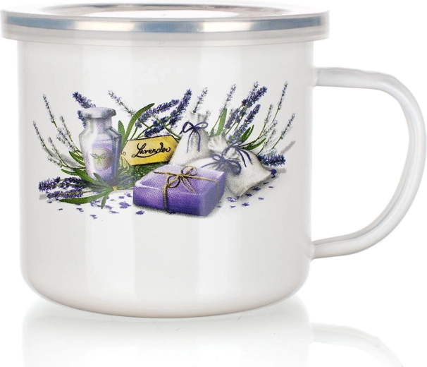 Smaltovaný hrnček s viečkom Lavender 0,5 l