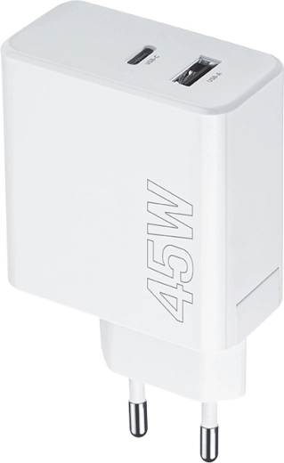 Sieťová nabíjačka Maxlife 45W s USB‑C PD a USB QC, biela