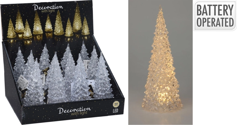 Dekoračný LED stromček z akrylu 17 × 7 cm, teplá biela