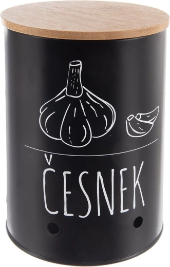 Dóza na cesnak s bambusovým viečkom – čierna