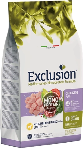 Exclusion Monoprotein Light kuracie granule pre stredné a veľké plemená psov, 3 kg