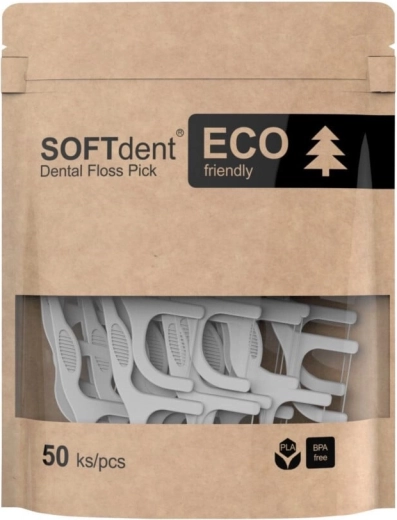 Softdent Eco dentálne špáradlo s niťou 50 ks