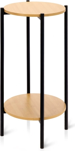 Okrúhly kovový odkladací stolík s dvoma doskami 31 × 31 × 61 cm – 1 kus