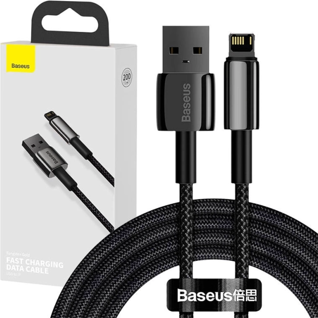 Baseus Tungsten Gold kábel USB – Lightning 2,4 A 2 m – čierna