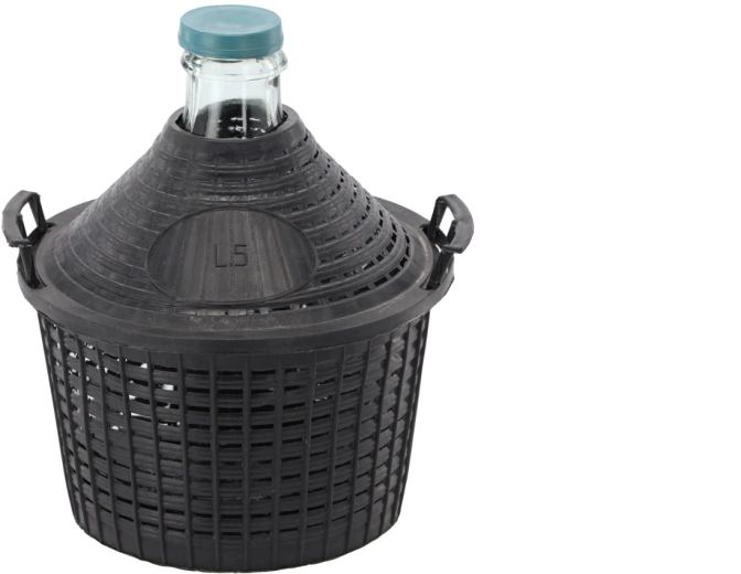 Sklenený demižón v koši 5 l