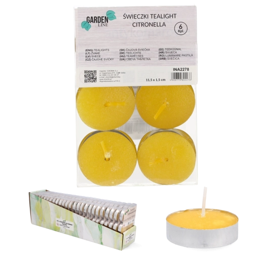 Sada 6 čajových sviečok Citronella v kovovom kalíšku