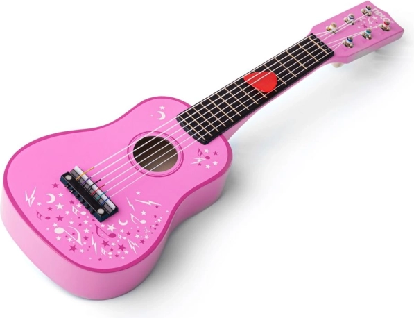 Tidlo drevená detská gitara v tvare hviezdy – ružová
