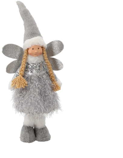 Vianočný anjel 45 cm sivý