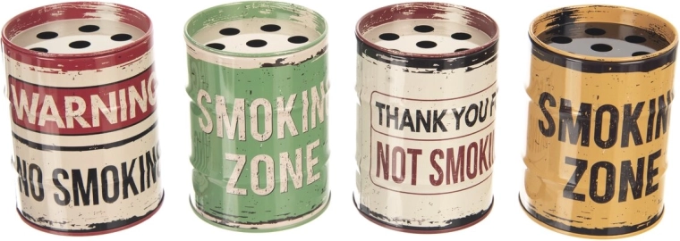 Plechový popolník Smoking 8 cm (mix 4 dekorov)