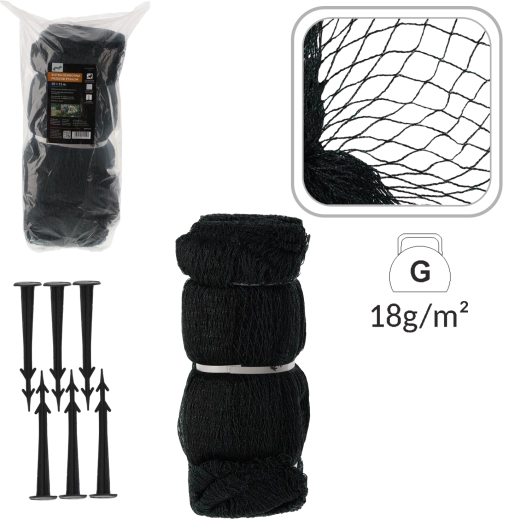 Ochranná sieť proti vtákom 10 × 15 m s 20 plastovými kolíkmi