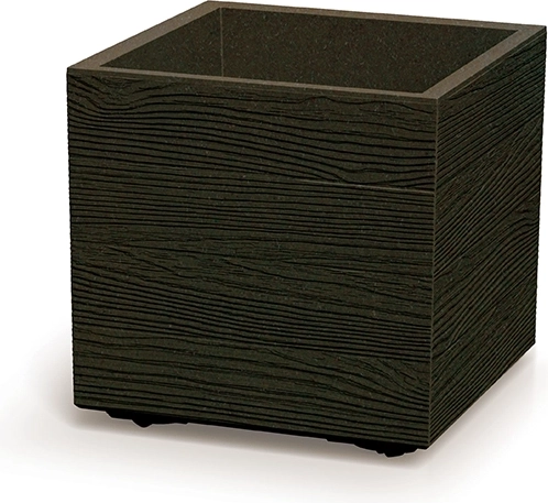 Plastový kvetináč Madera Square Eco Wood 38,5 × 38,5 × 37 cm, kávový