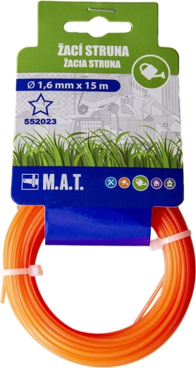 Nylonová vyžínacia struna hviezdicový profil 1,6 mm, 15 m, tmavo oranžová