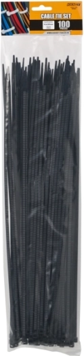 Čierne sťahovacie pásky 390 × 4,6 mm, 100 ks
