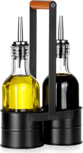 Súprava sklenených fliaš na olej a ocot v stojane 2×150 ml