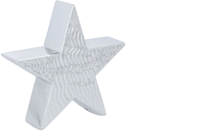 Vianočná dekoratívna figúrka hviezda strieborná 16,2 × 4,4 × 15,3 cm - 1 kus
